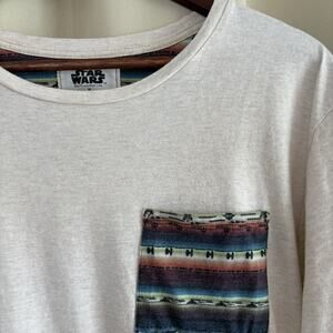 On The Byas x Star Wars Cream Patterned Pocket Short Sleeve Crew Size Large
